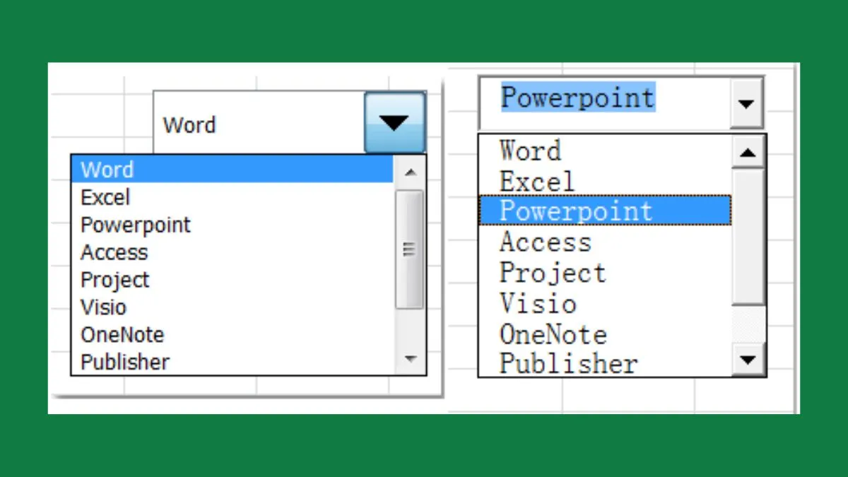 ComboBox trong Excel là công cụ tạo danh sách chọn dữ liệu giúp nhập liệu nhanh và chính xác hơn