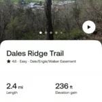 AllTrails: Màn hình chi tiết đường mòn trong ứng dụng trên iPhone