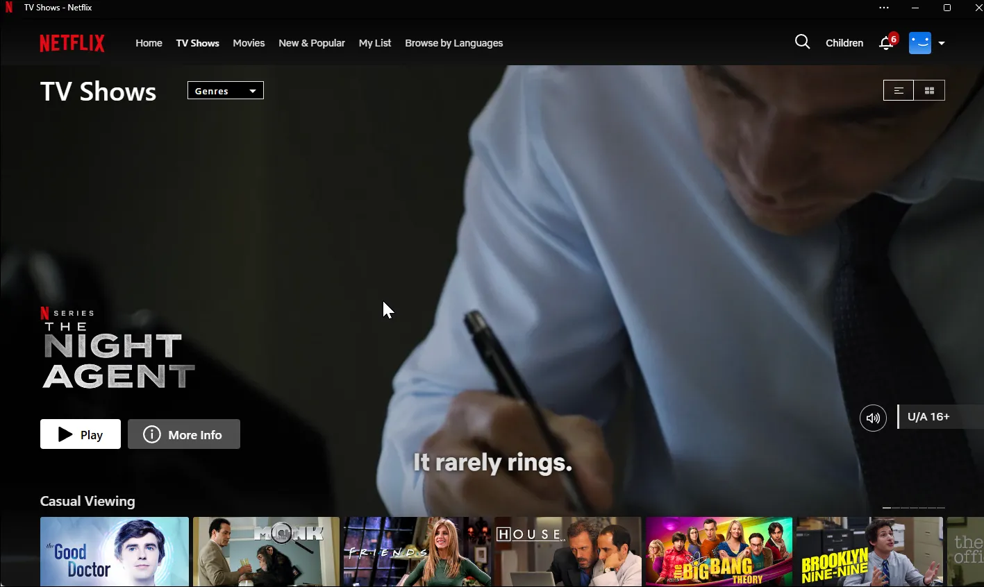 Ảnh ứng dụng Netflix trên Windows 11 với giao diện phát phim và các tính năng