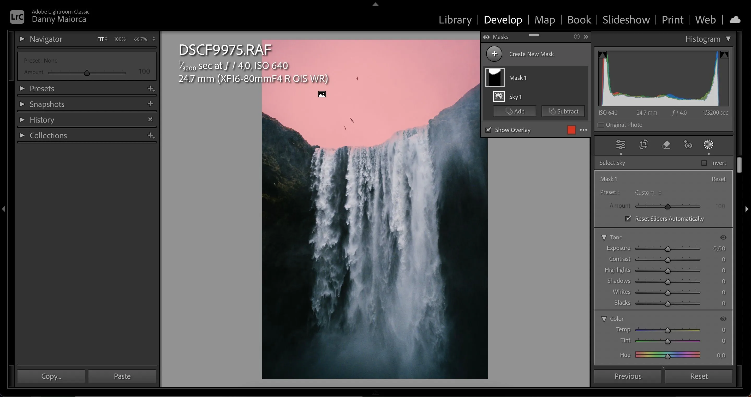 Áp dụng tính năng Tạo Vùng Chọn AI (AI Masking) cho bầu trời trong Lightroom
