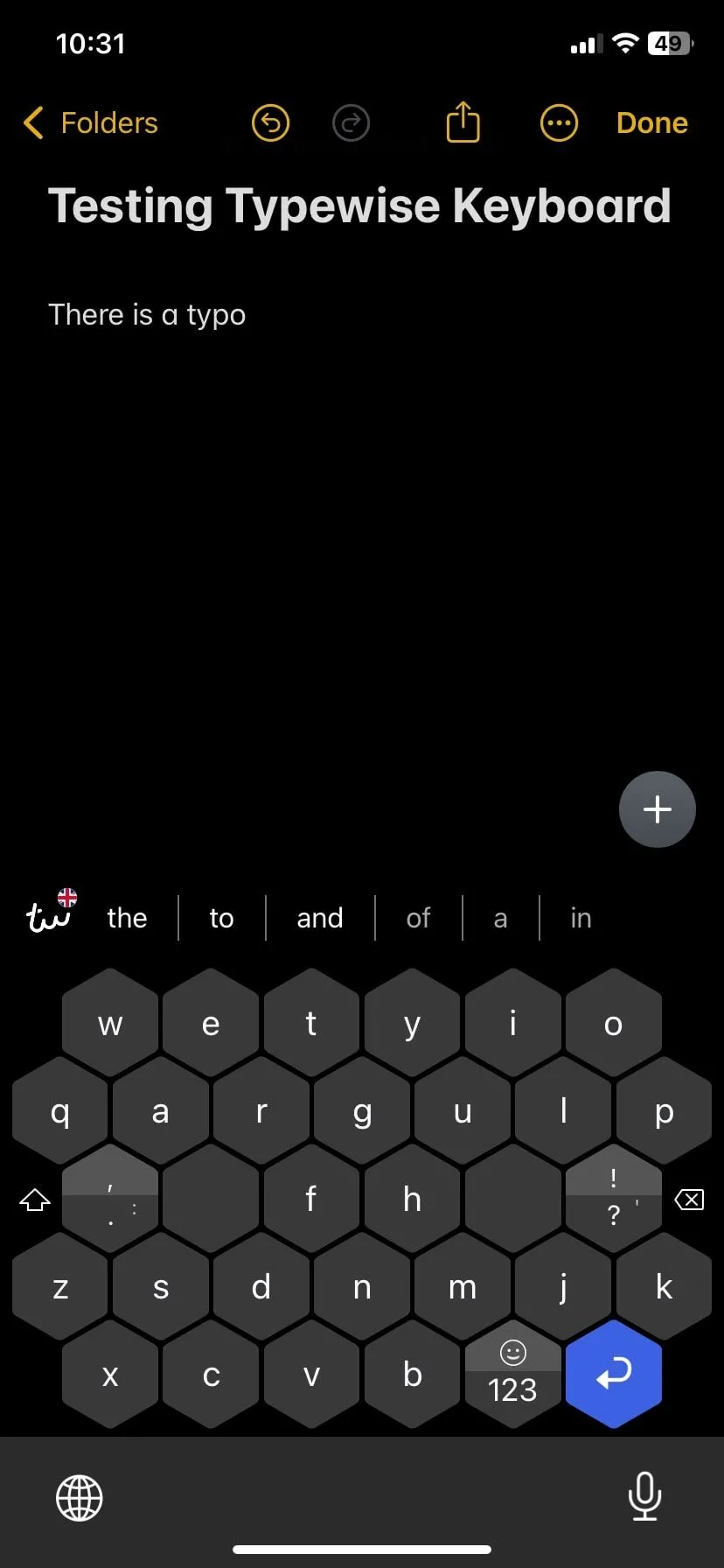 Bàn phím Typewise với bố cục phím lục giác độc đáo và gợi ý từ thông minh