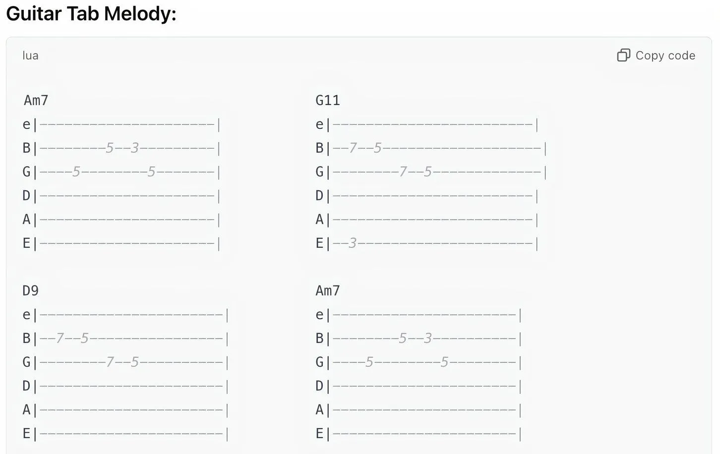 Bảng hợp âm guitar được tạo bởi ChatGPT giúp phát triển giai điệu