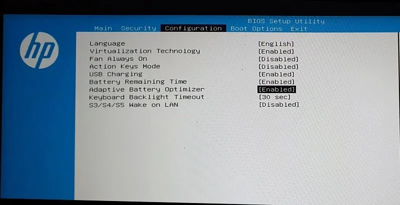 Bật cài đặt tối ưu hóa pin thích ứng trên laptop HP