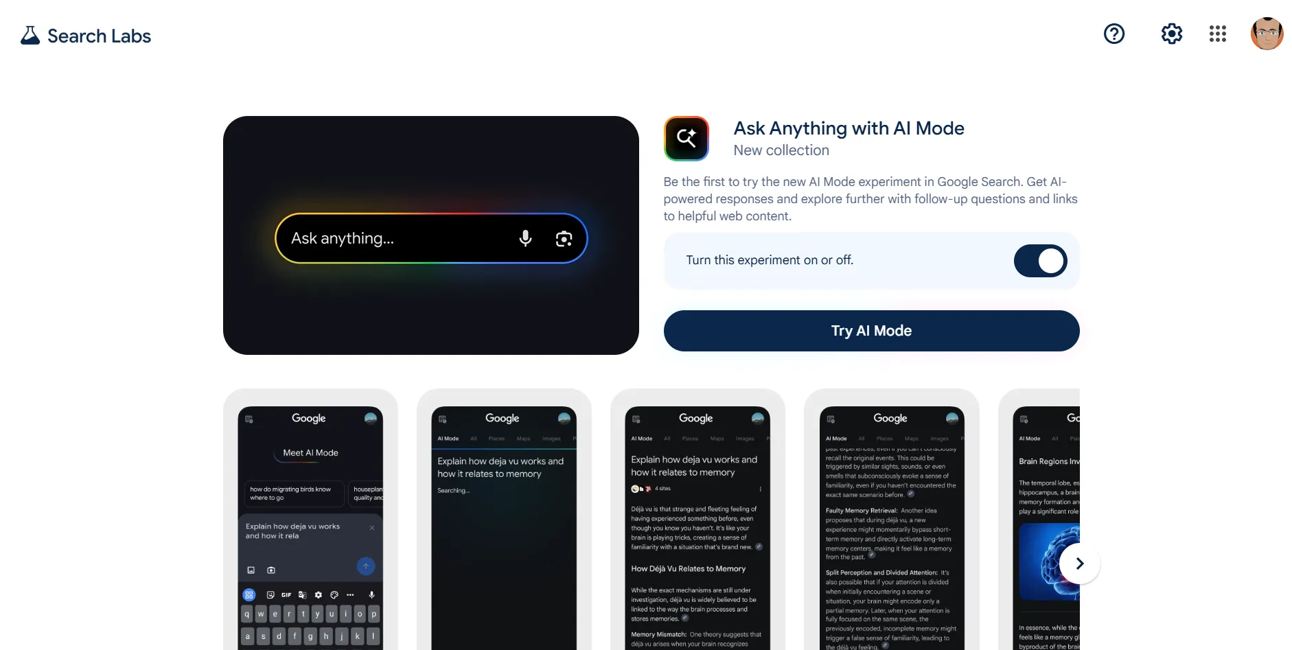 Bật hoặc tắt chế độ thử nghiệm Google AI Mode