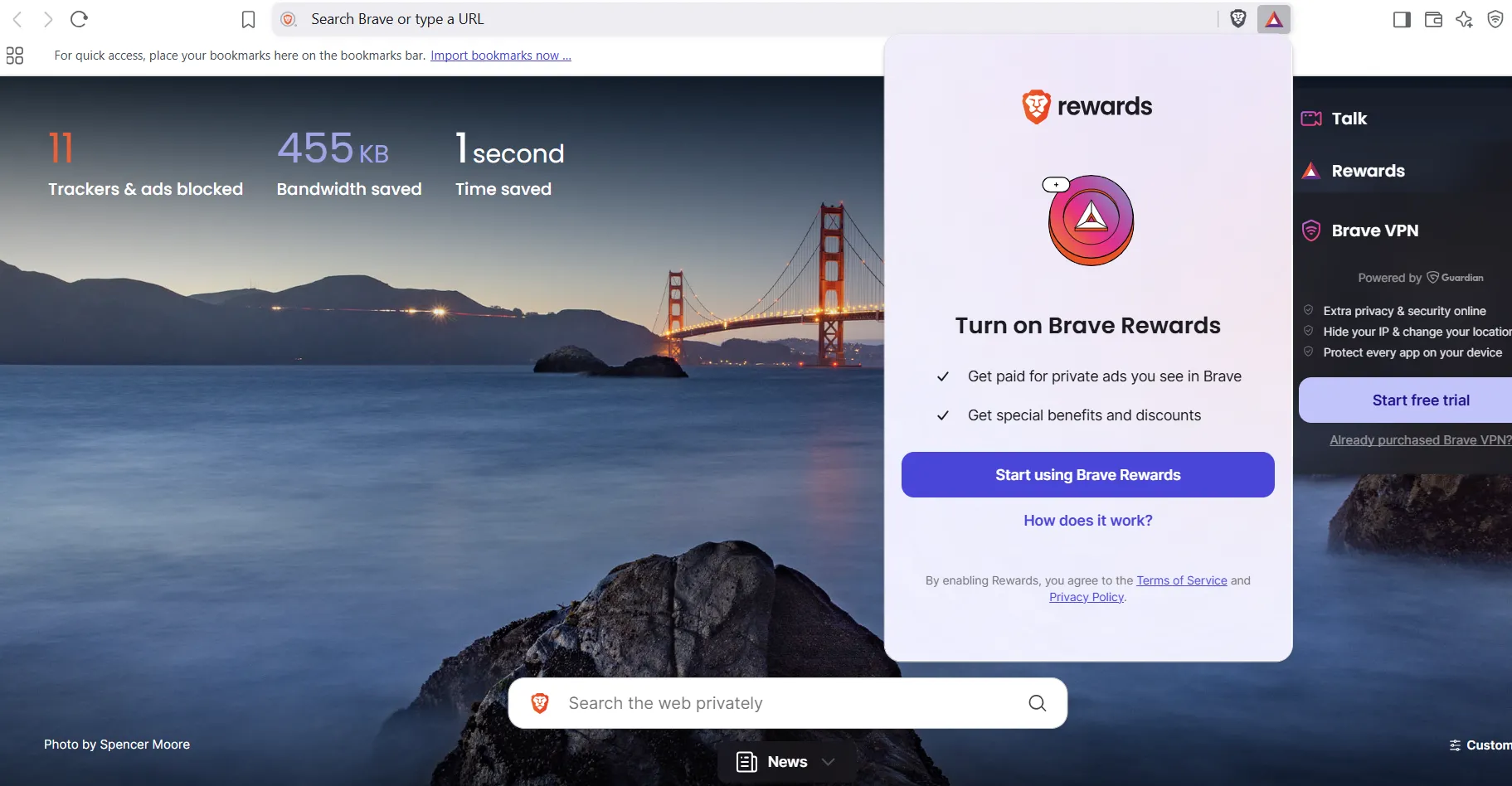Bật tính năng Brave Rewards để kiếm Basic Attention Token (BAT)