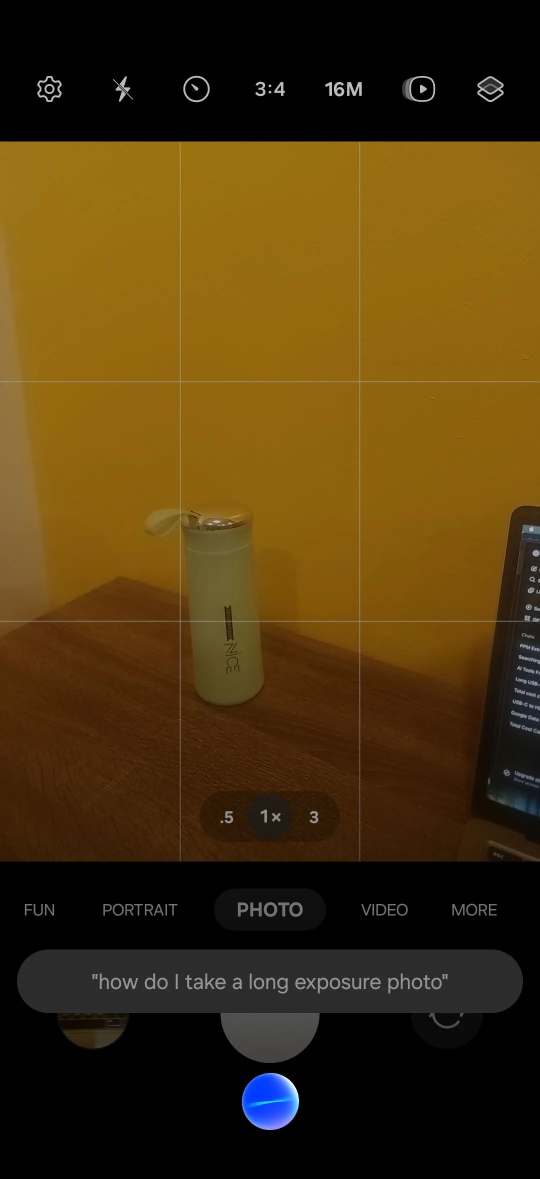 Bixby hướng dẫn chụp ảnh phơi sáng trên ứng dụng Camera