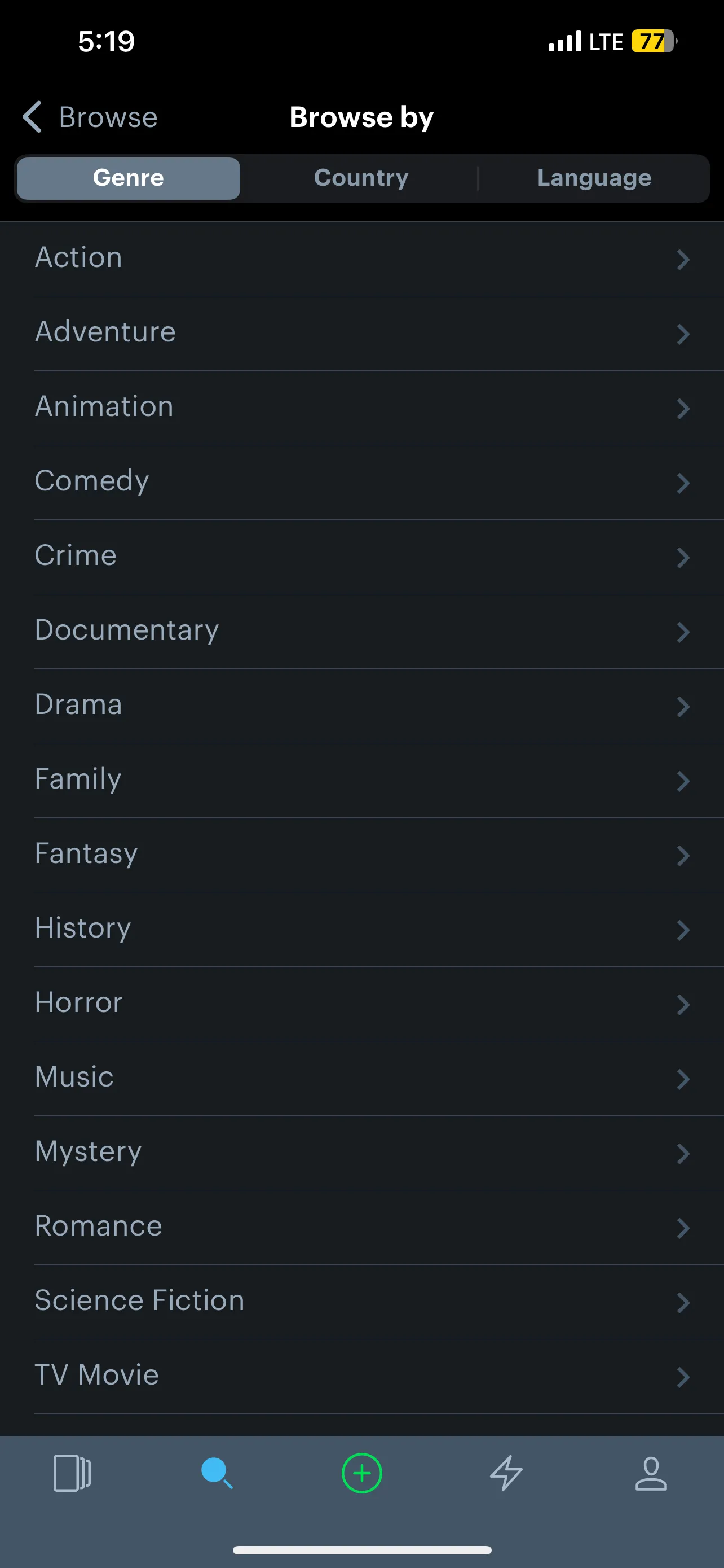 Bộ lọc thể loại trên Letterboxd