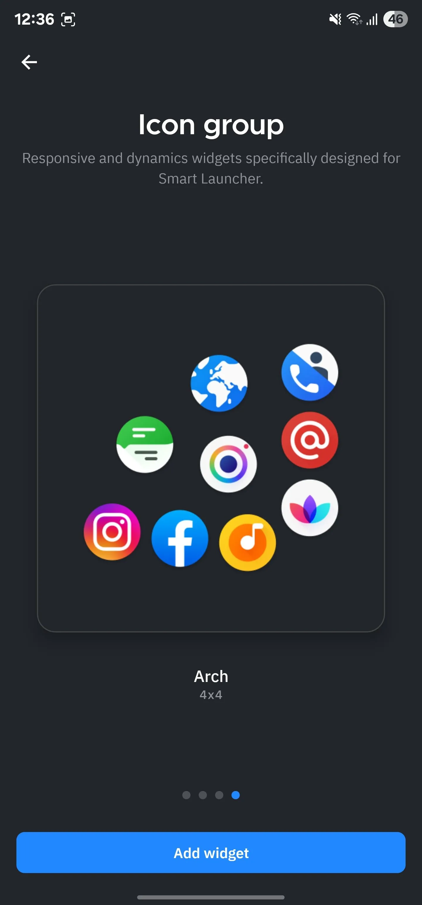Bố trí nhóm biểu tượng dạng vòm (Arch) trong Smart Launcher