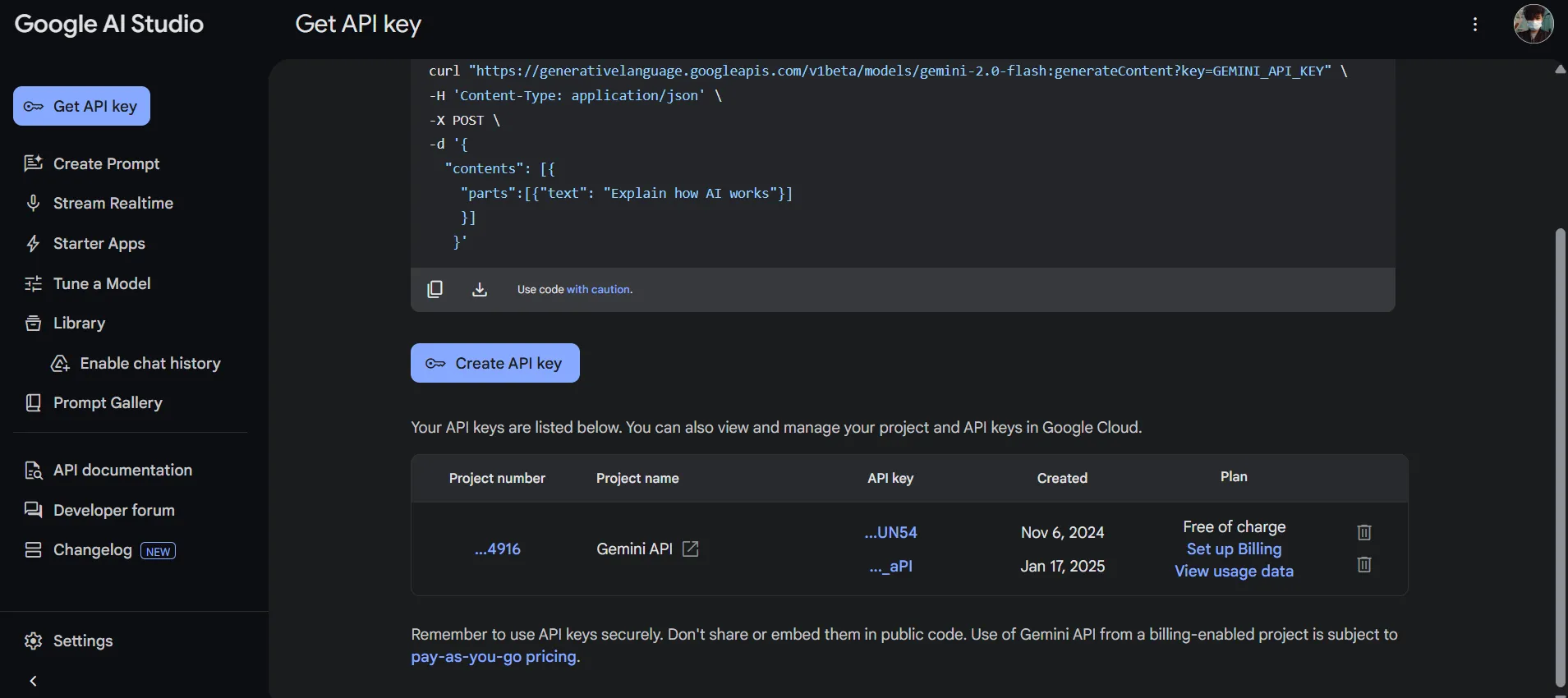 Các bước tạo khóa API Gemini miễn phí từ Google AI Studio để tích hợp với Logseq
