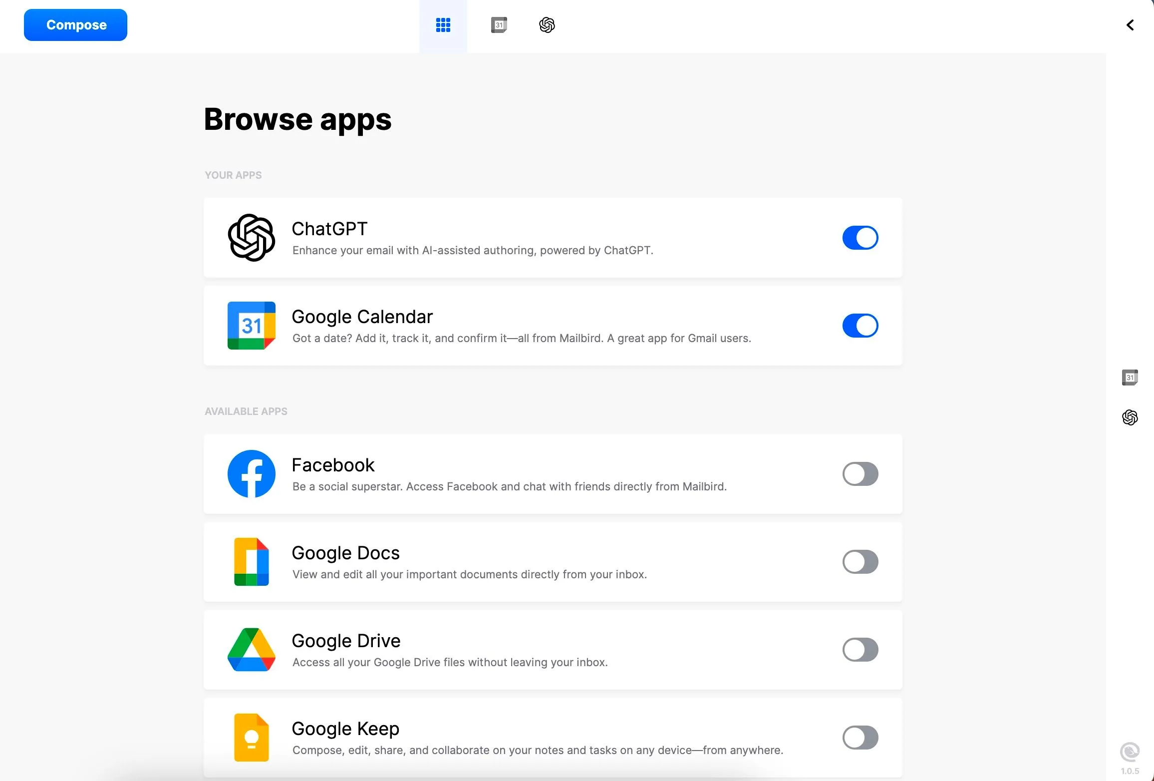 Các bước tích hợp tài khoản Gmail và Google Calendar vào Mailbird.