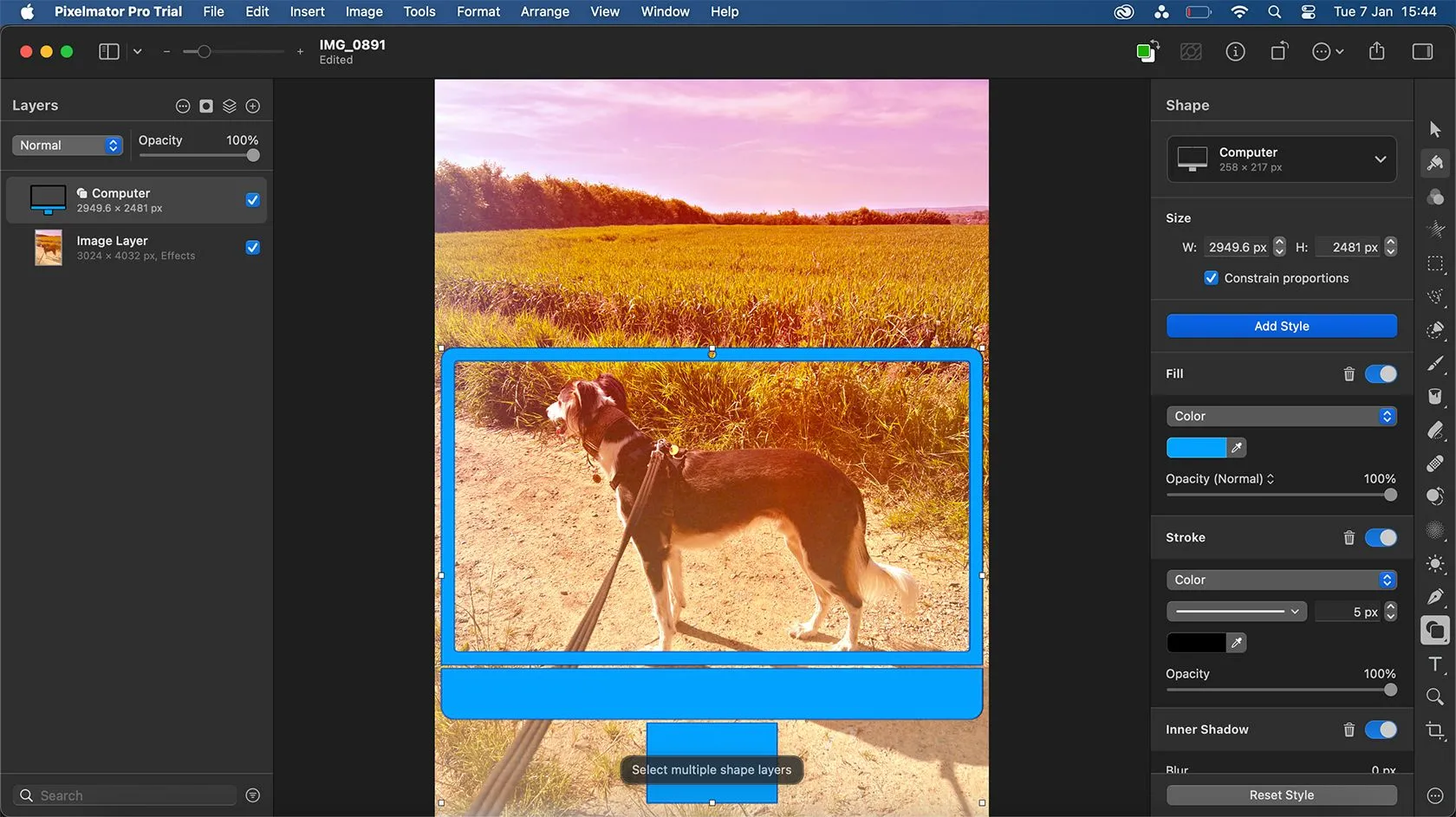 Các công cụ Shape của Pixelmator Pro