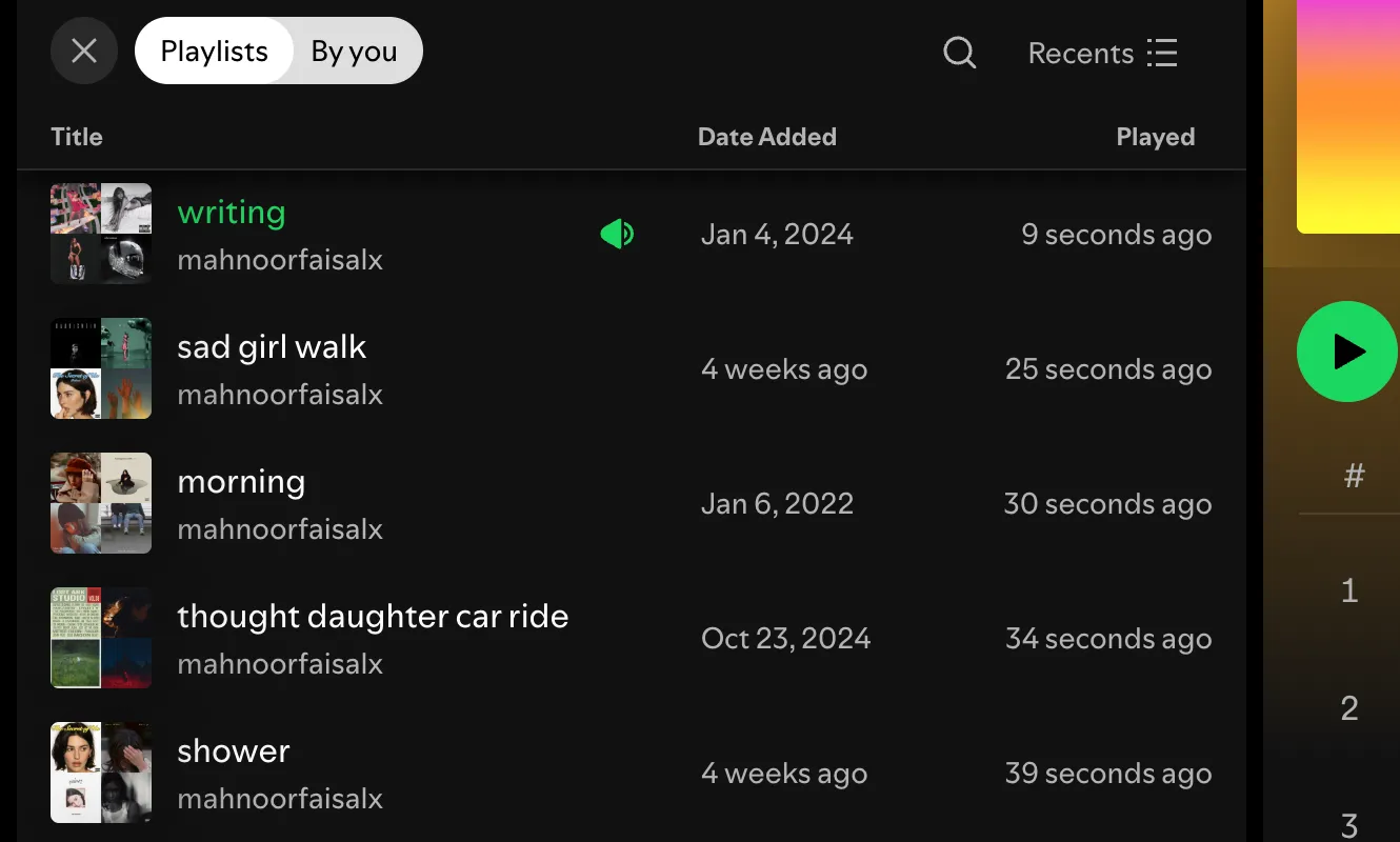 Các danh sách phát Spotify khác nhau