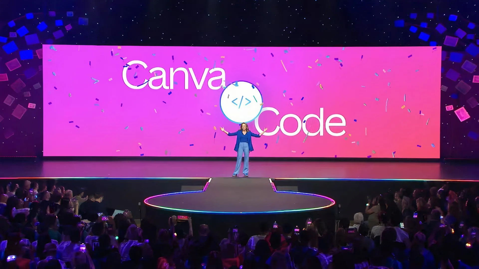 Các diễn giả giới thiệu Canva Code tại sự kiện Canva Create 2025
