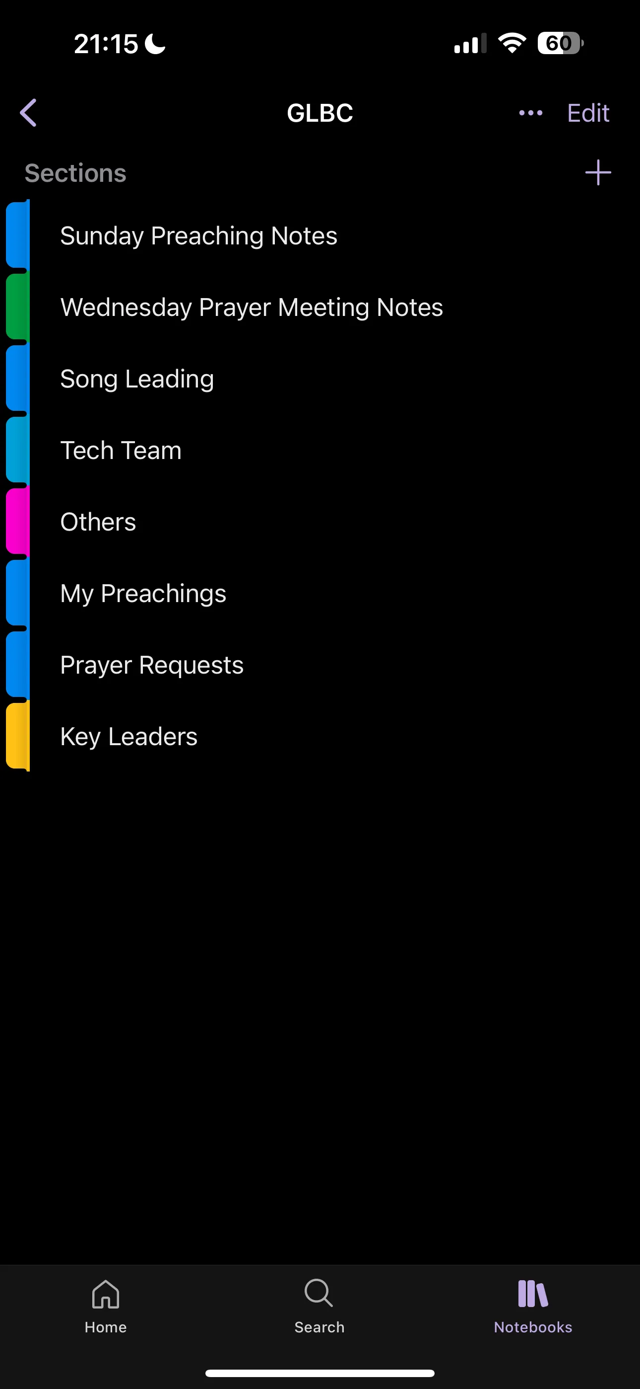 Các phần được tổ chức khoa học trong một sổ ghi chú Microsoft OneNote, giúp quản lý ghi chú dài và phức tạp hiệu quả.