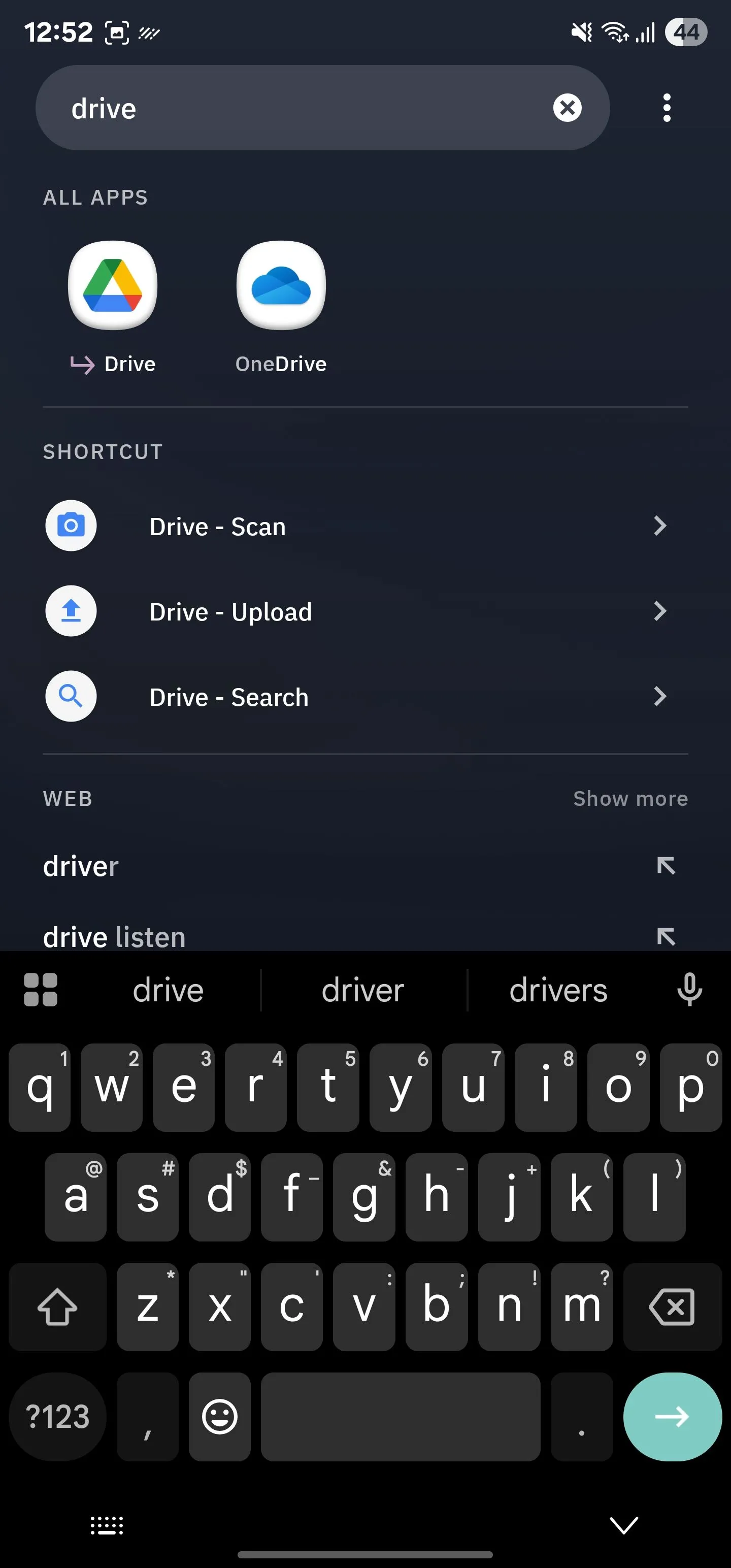 Các phím tắt Google Drive trong tính năng Smart Search của Smart Launcher