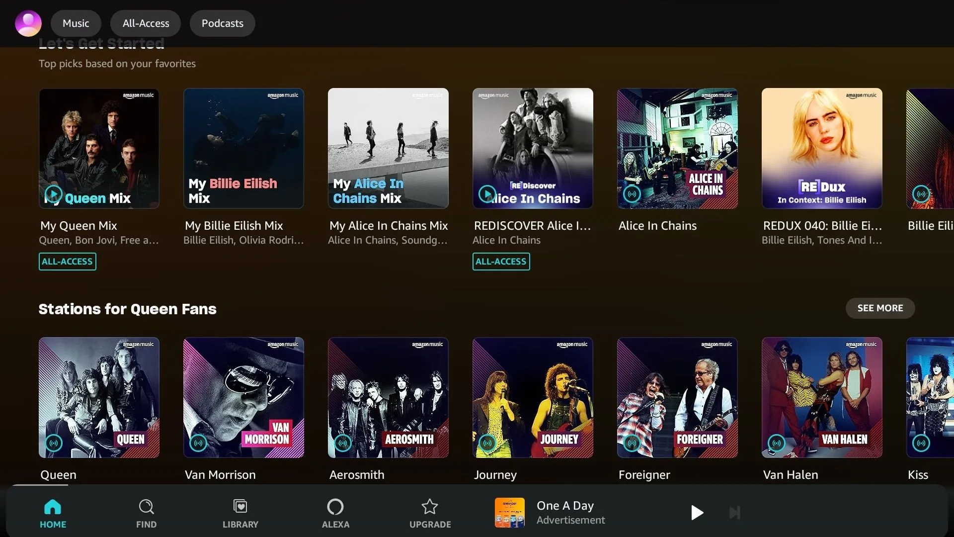 Các playlist âm nhạc và cộng đồng trên giao diện Amazon Music Prime