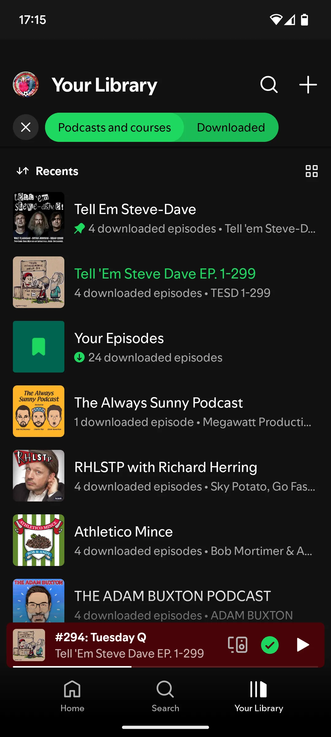 Các tập podcast đã tải về trong ứng dụng Spotify