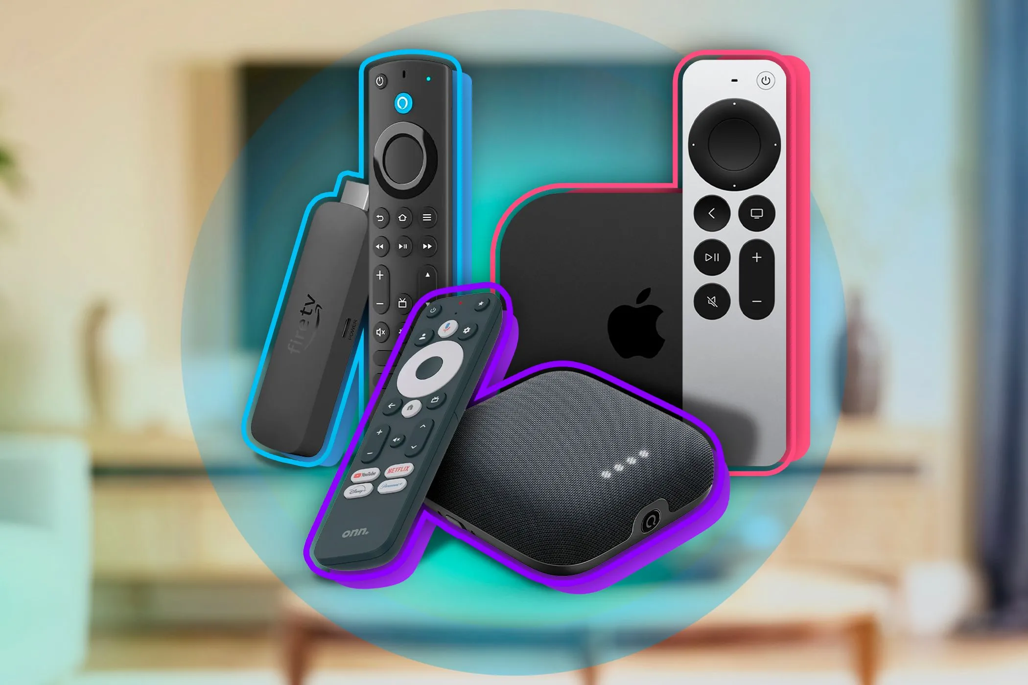 Các thiết bị truyền phát phổ biến như Amazon Fire Stick, Roku, Apple TV