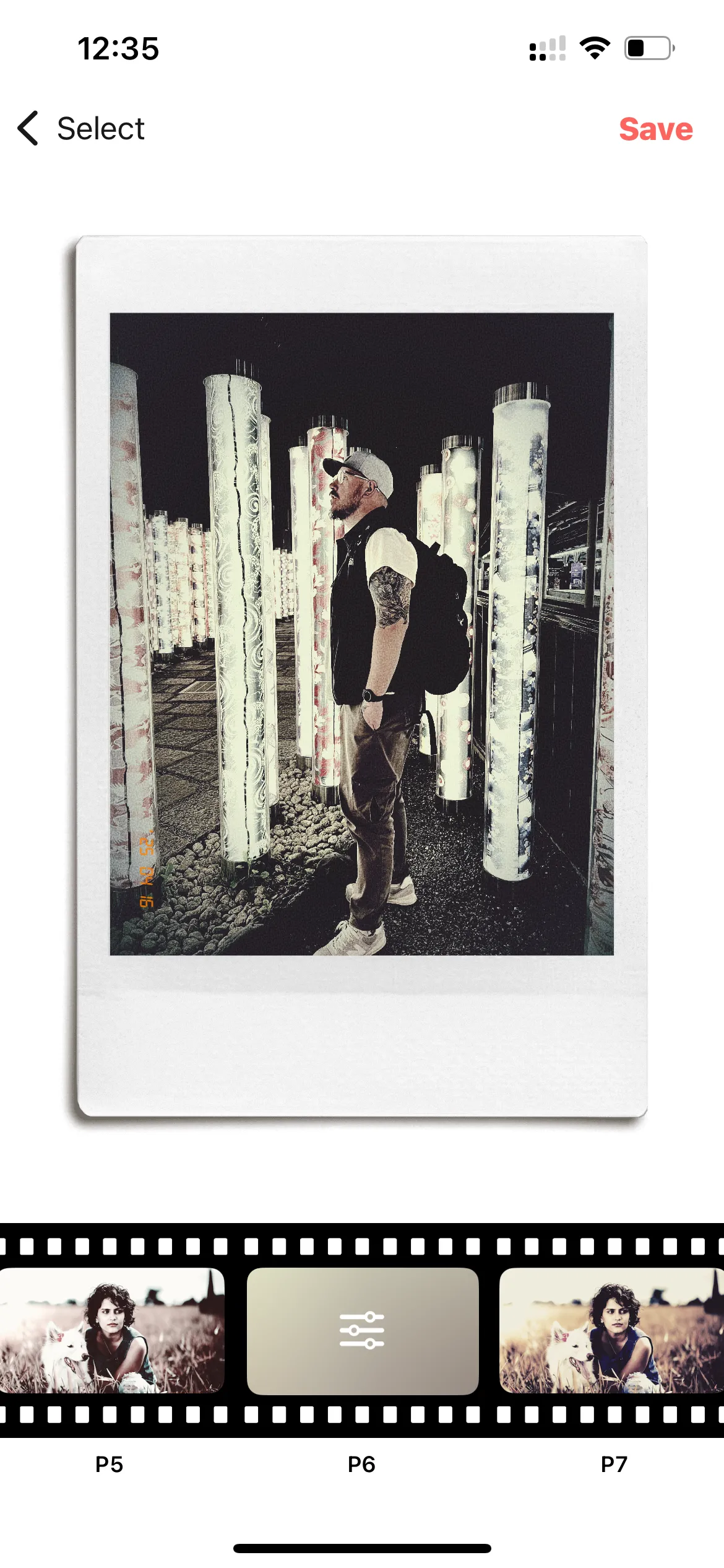 Các tùy chọn bộ lọc và khung ảnh Polaroid trong ứng dụng PoPo Frame