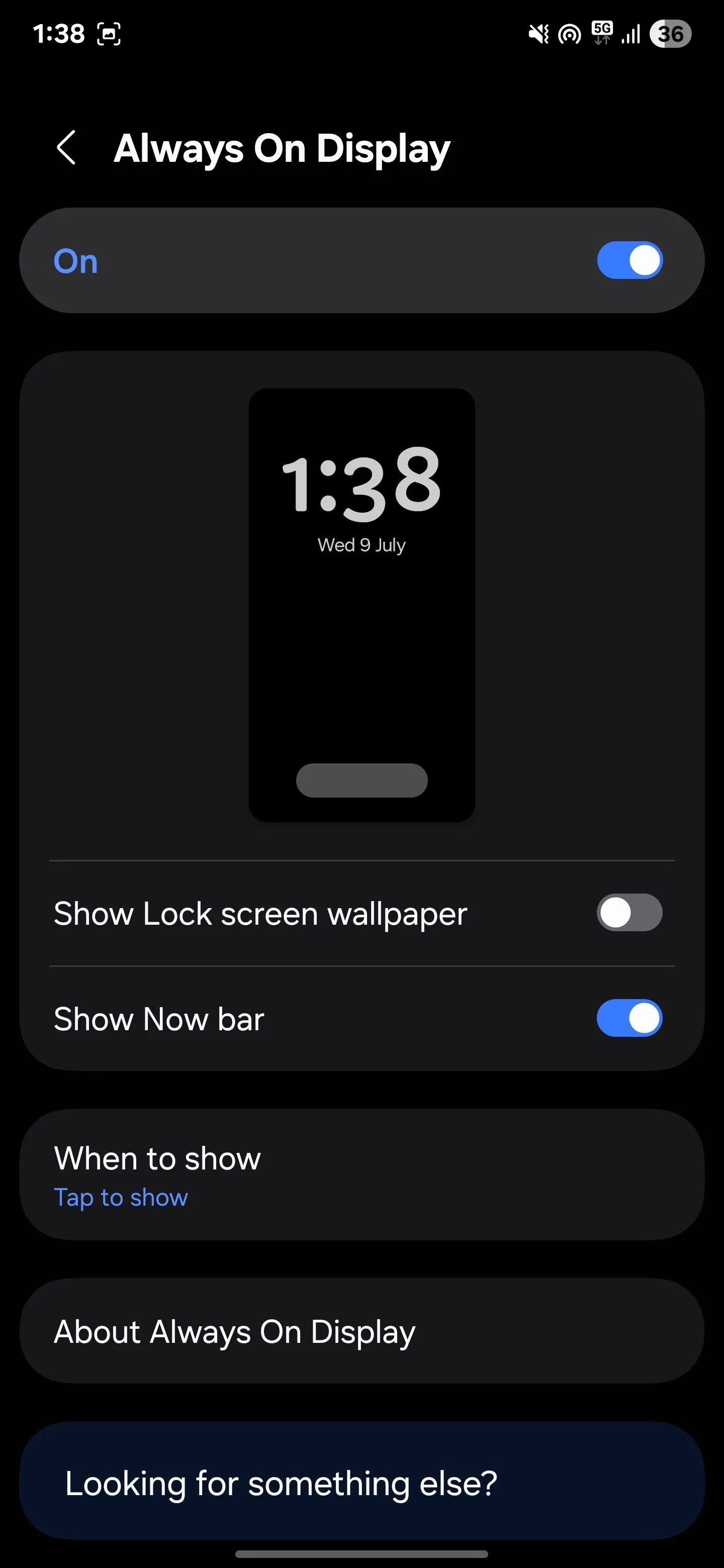 Các tùy chọn điều chỉnh chế độ hiển thị Always On Display trên điện thoại Samsung