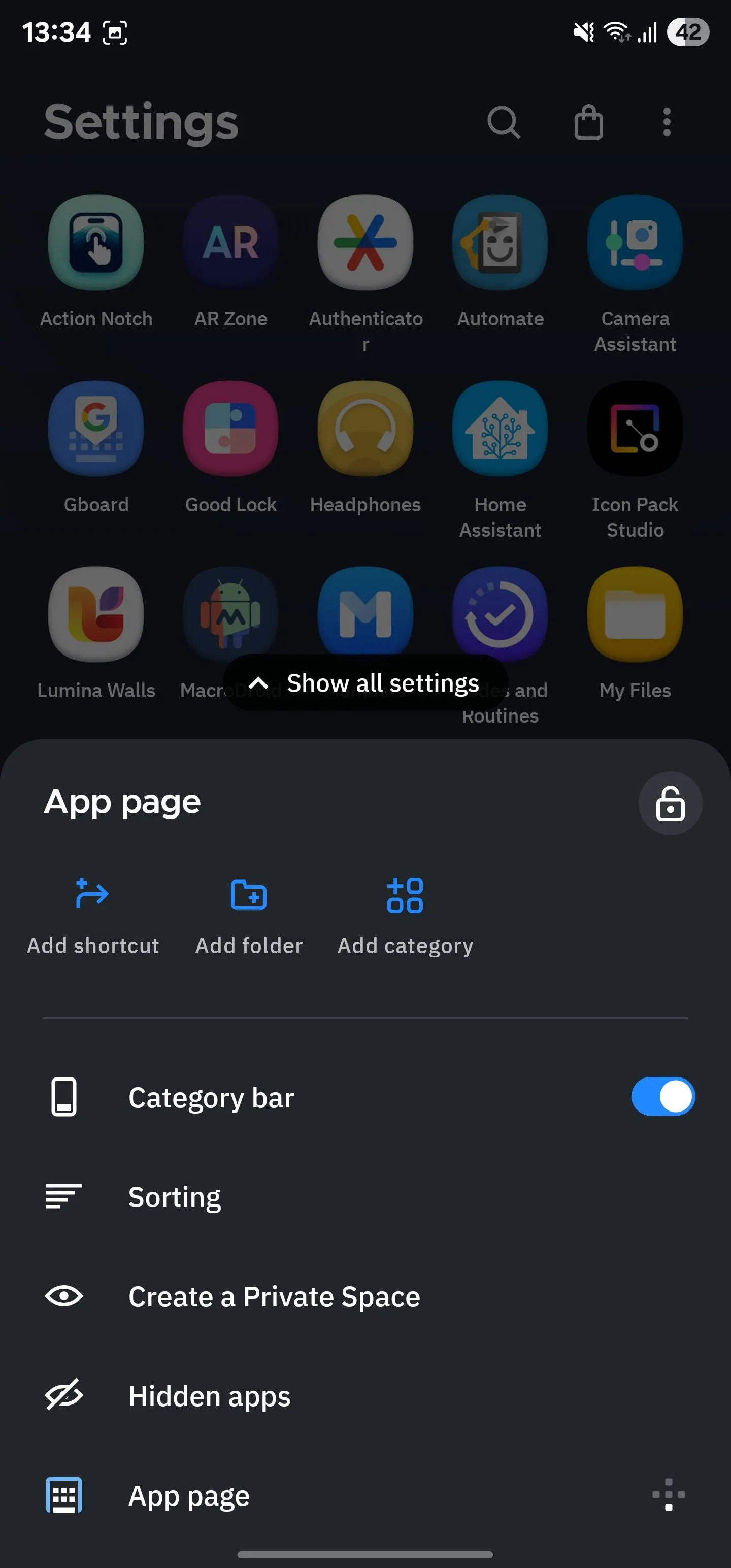 Các tùy chọn tùy chỉnh ngăn kéo ứng dụng trong Smart Launcher