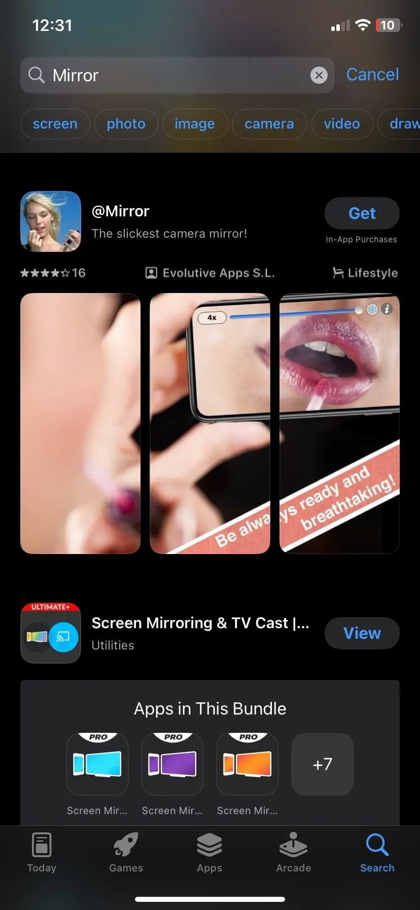 Các ứng dụng gương soi trên App Store