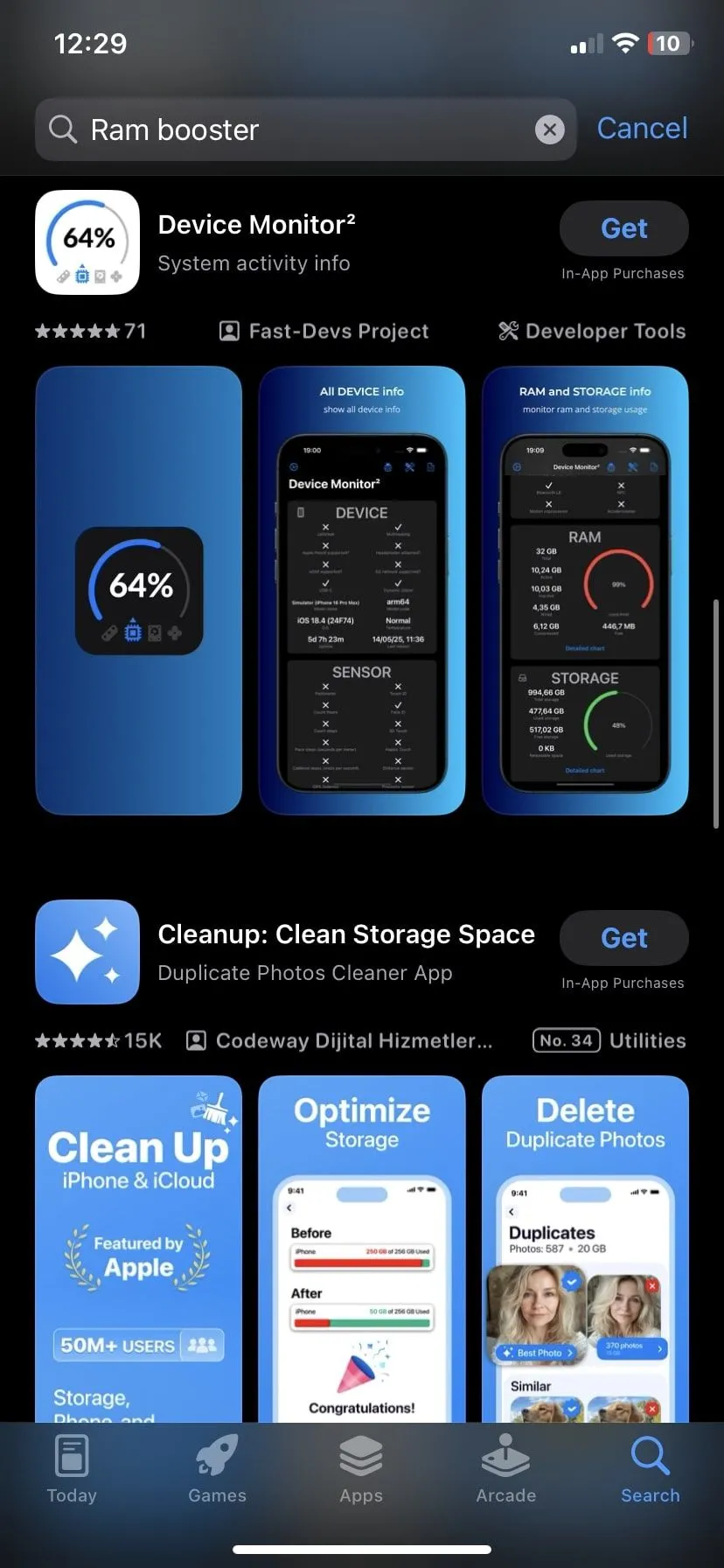 Các ứng dụng tăng tốc RAM trên App Store