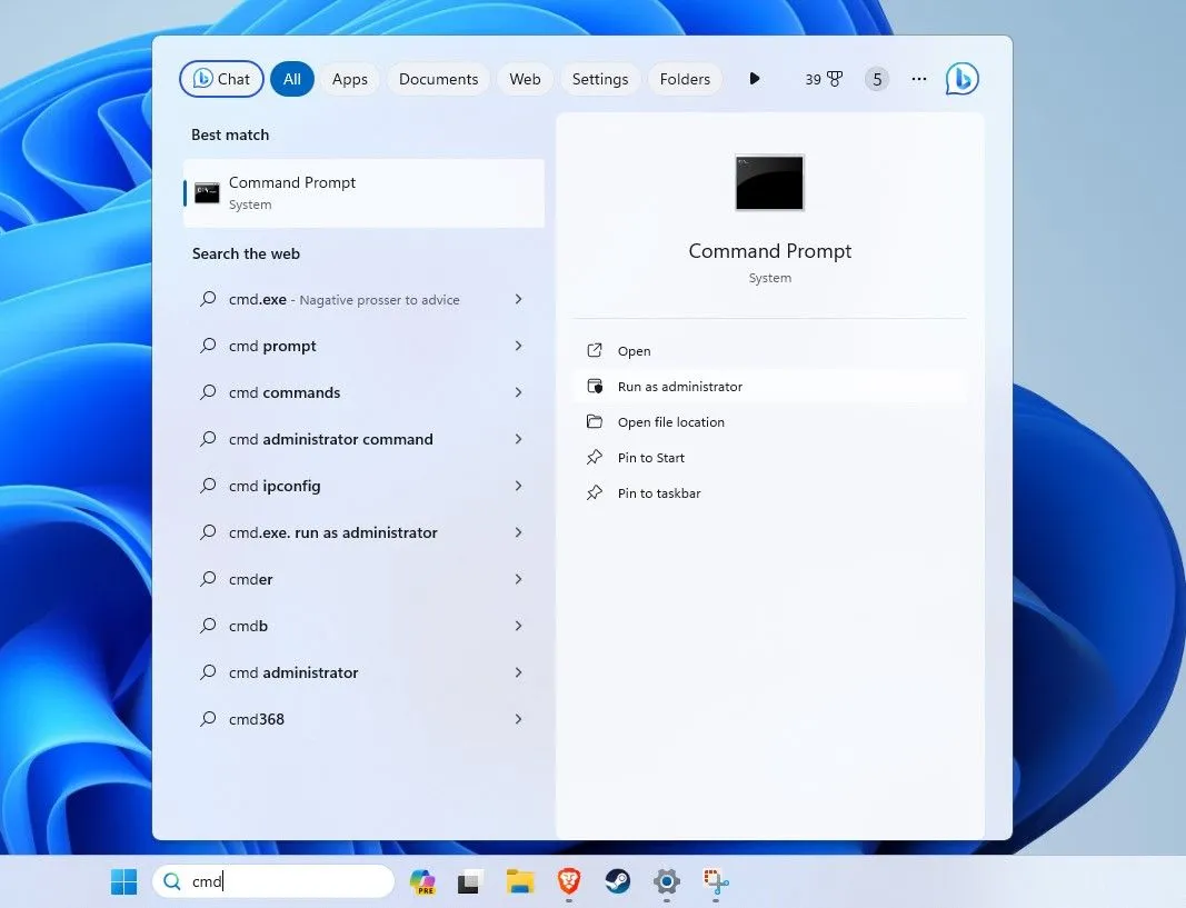 Cách chạy Command Prompt với quyền quản trị viên trên Windows.