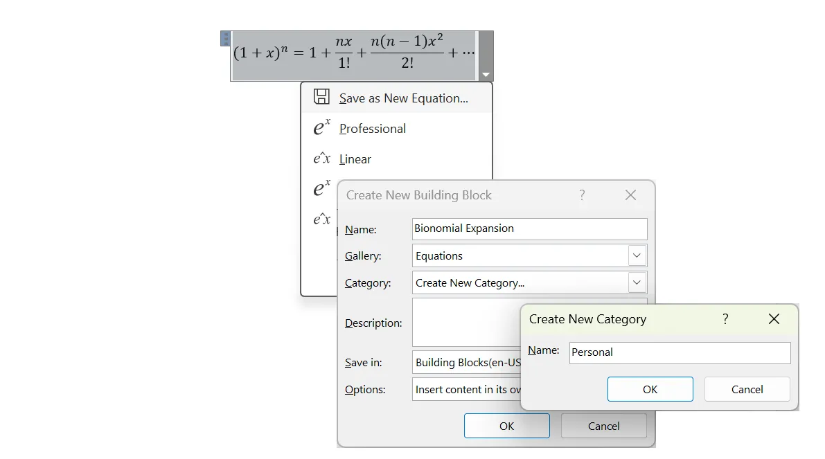 Cách lưu công thức toán học tùy chỉnh trong Microsoft Word