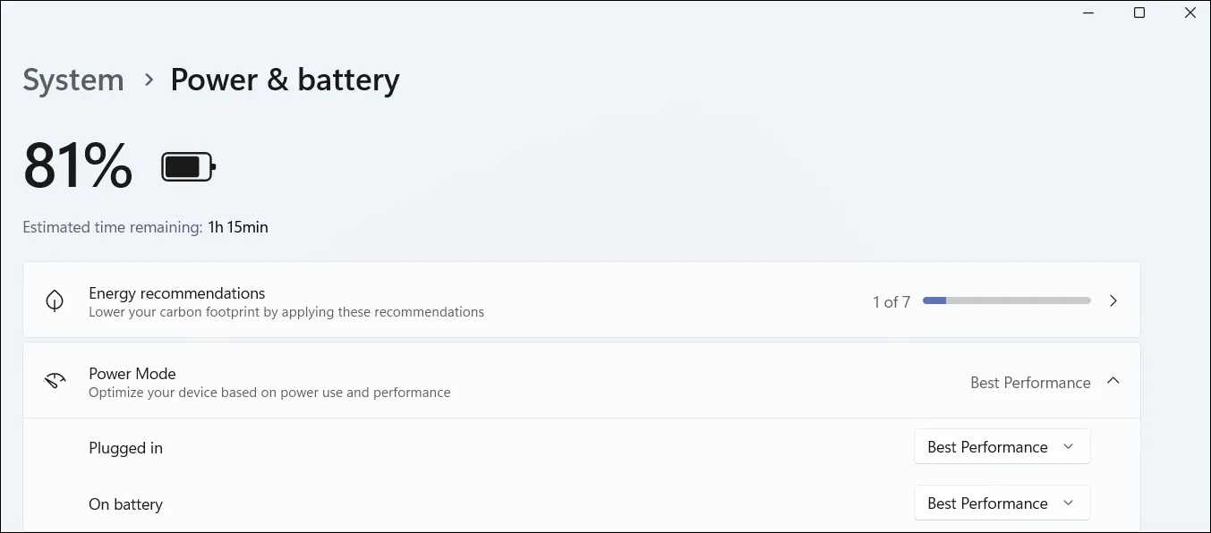 Cài đặt chế độ nguồn điện trên Windows 11 để tối ưu hiệu suất