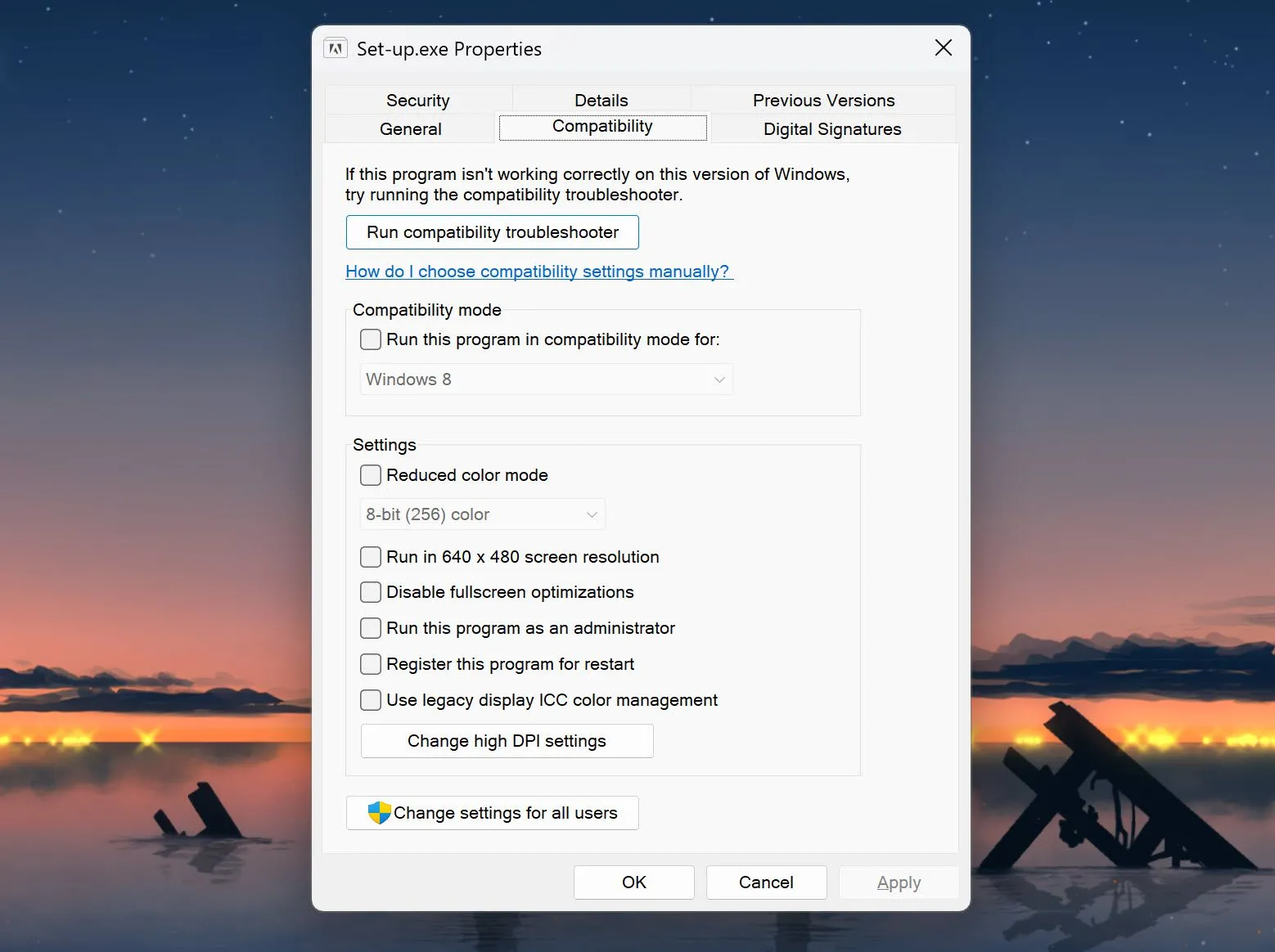 Cài đặt chế độ tương thích (Compatibility Mode) trên Windows 11