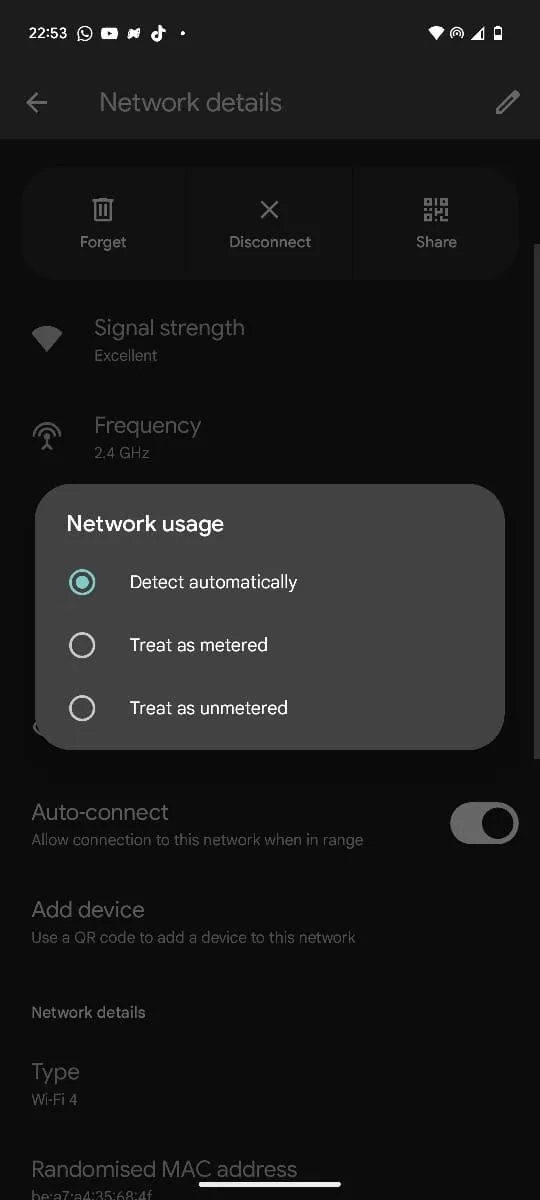 Cài đặt "Coi là kết nối giới hạn" trên thiết bị Android để tiết kiệm data hotspot