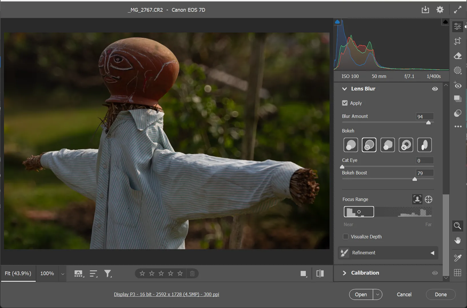 Cài đặt Lens Blur trong Photoshop Camera Raw để tạo hiệu ứng xóa phông