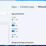 Cài đặt quyền ứng dụng WhatsApp trên Windows 11