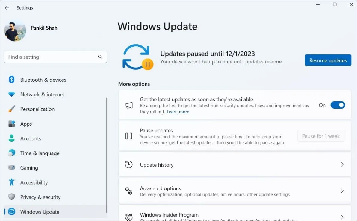 Cài đặt tạm dừng và tiếp tục cập nhật trong Windows Update