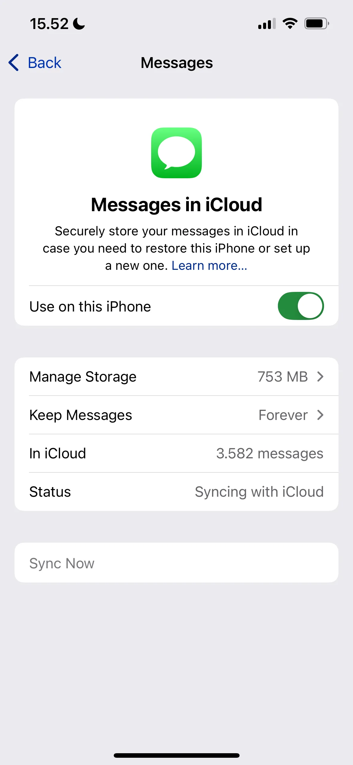 Cài đặt tin nhắn trong iCloud trên iOS