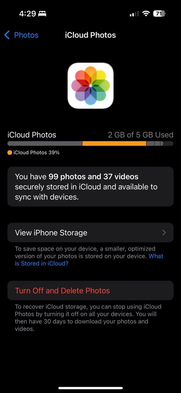 Cài đặt &quot;Tối ưu hóa dung lượng iPhone&quot; trong mục Ảnh iCloud