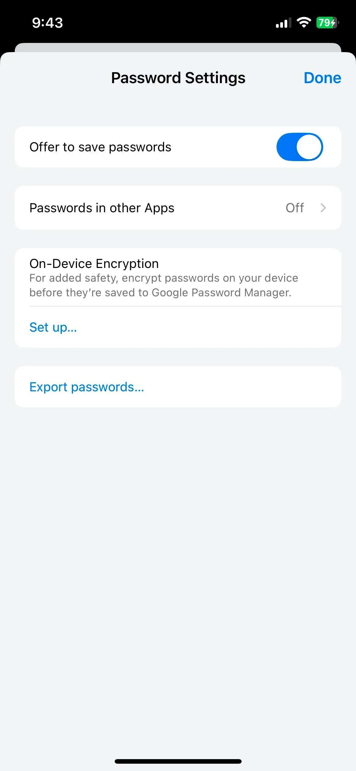 Cài đặt trình quản lý mật khẩu của Chrome trên iOS, cho phép truy cập và quản lý thông tin đăng nhập