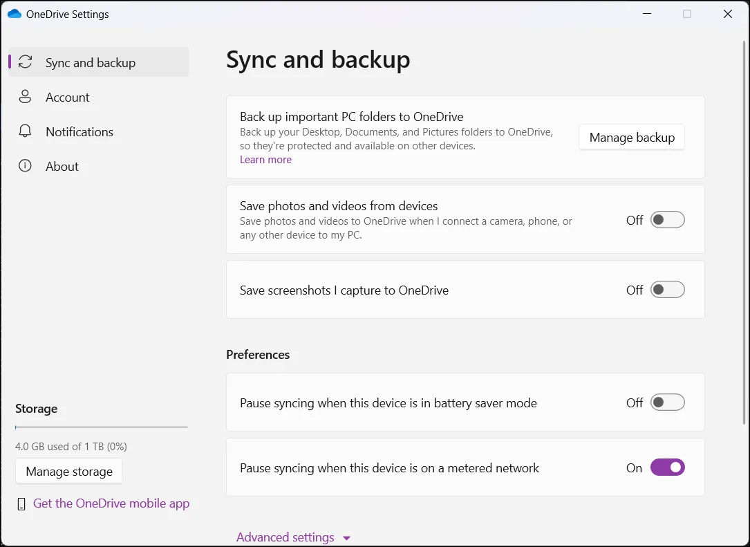 Cài đặt ứng dụng OneDrive trên Windows 11, cho phép quản lý lưu trữ đám mây.