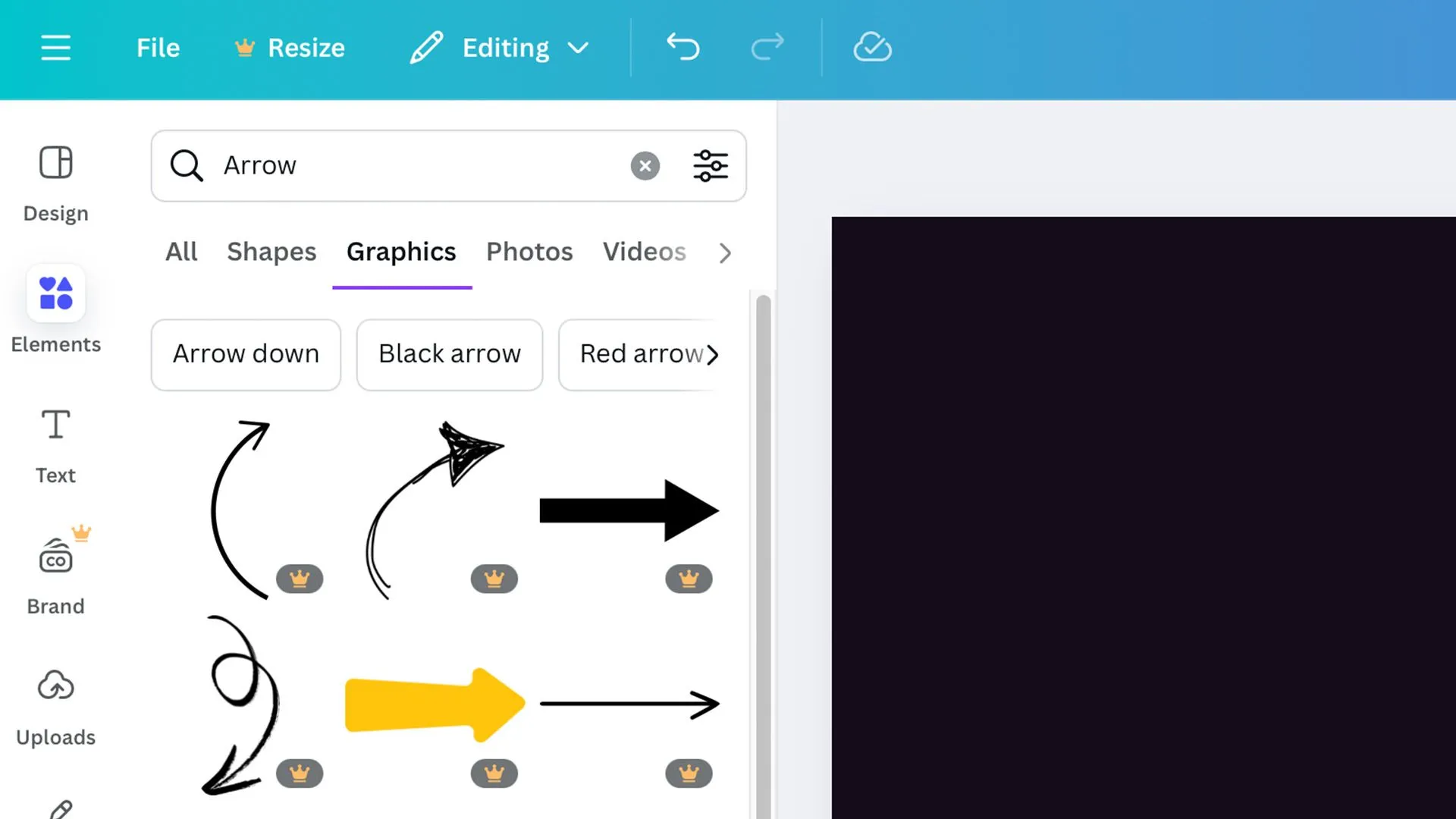 Canva hiển thị chủ yếu tài nguyên Pro khi tìm kiếm