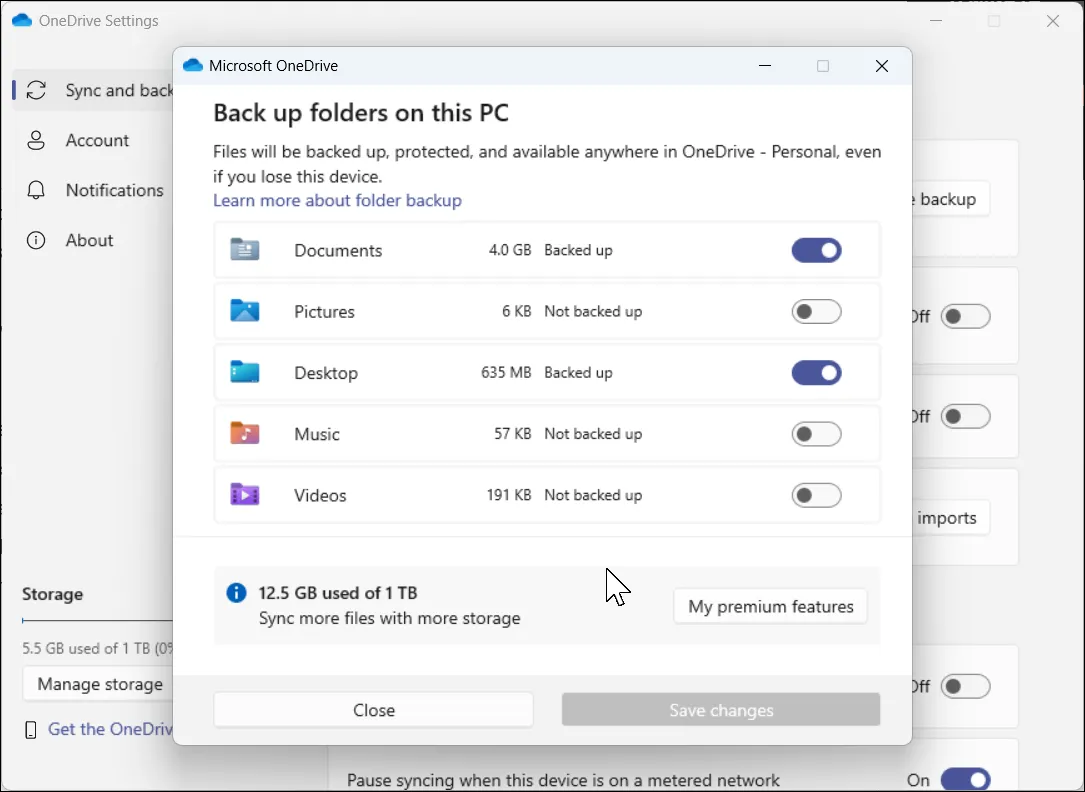Cấu hình cài đặt sao lưu thư mục OneDrive trên Windows 11