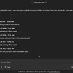 ChatGPT đang hỗ trợ lập kế hoạch và sắp xếp lịch trình cho một ngày làm việc hiệu quả, thể hiện vai trò của AI trong quản lý thời gian cá nhân.