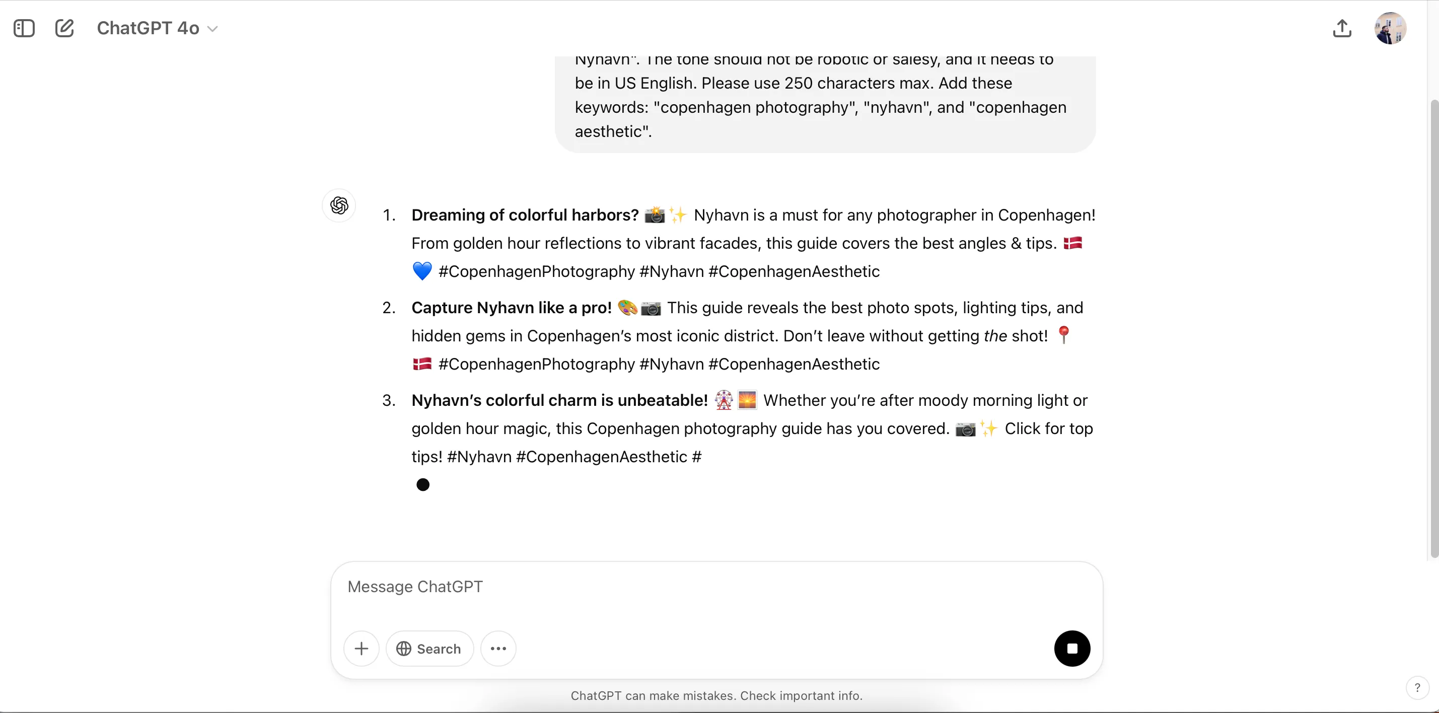 ChatGPT tạo các gợi ý nội dung bài đăng Pinterest cho chiến lược truyền thông xã hội.