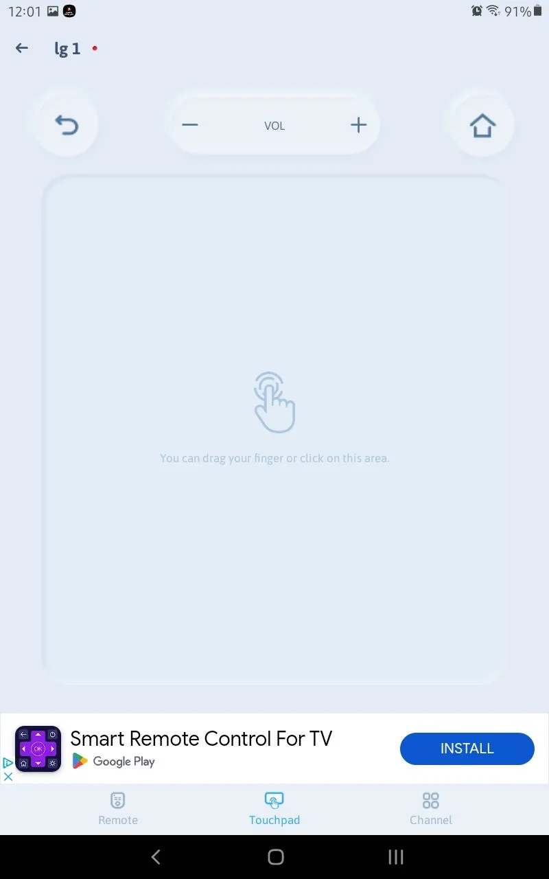 Chế độ bàn di chuột (touchpad) trong ứng dụng remote TV Vsray Technology