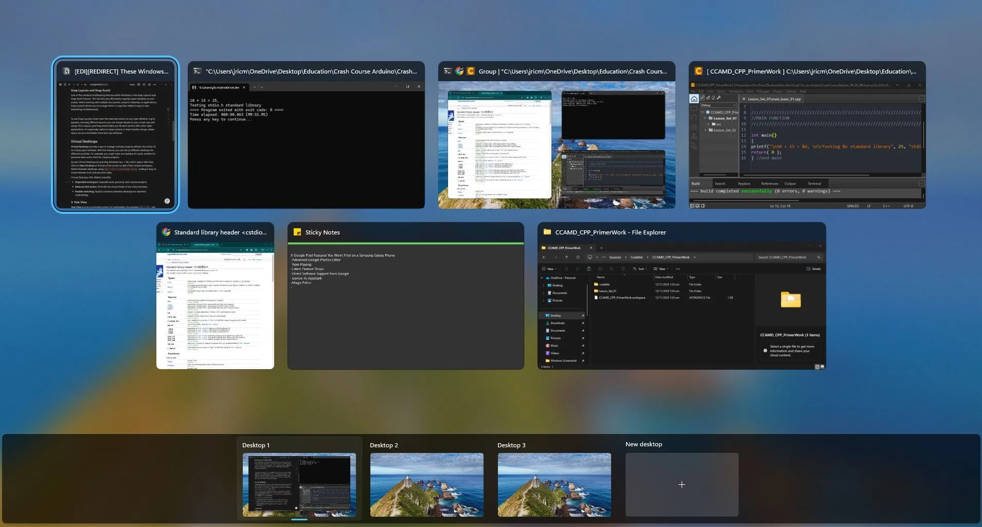 Chế độ xem tất cả cửa sổ đang mở với Task View trên Windows