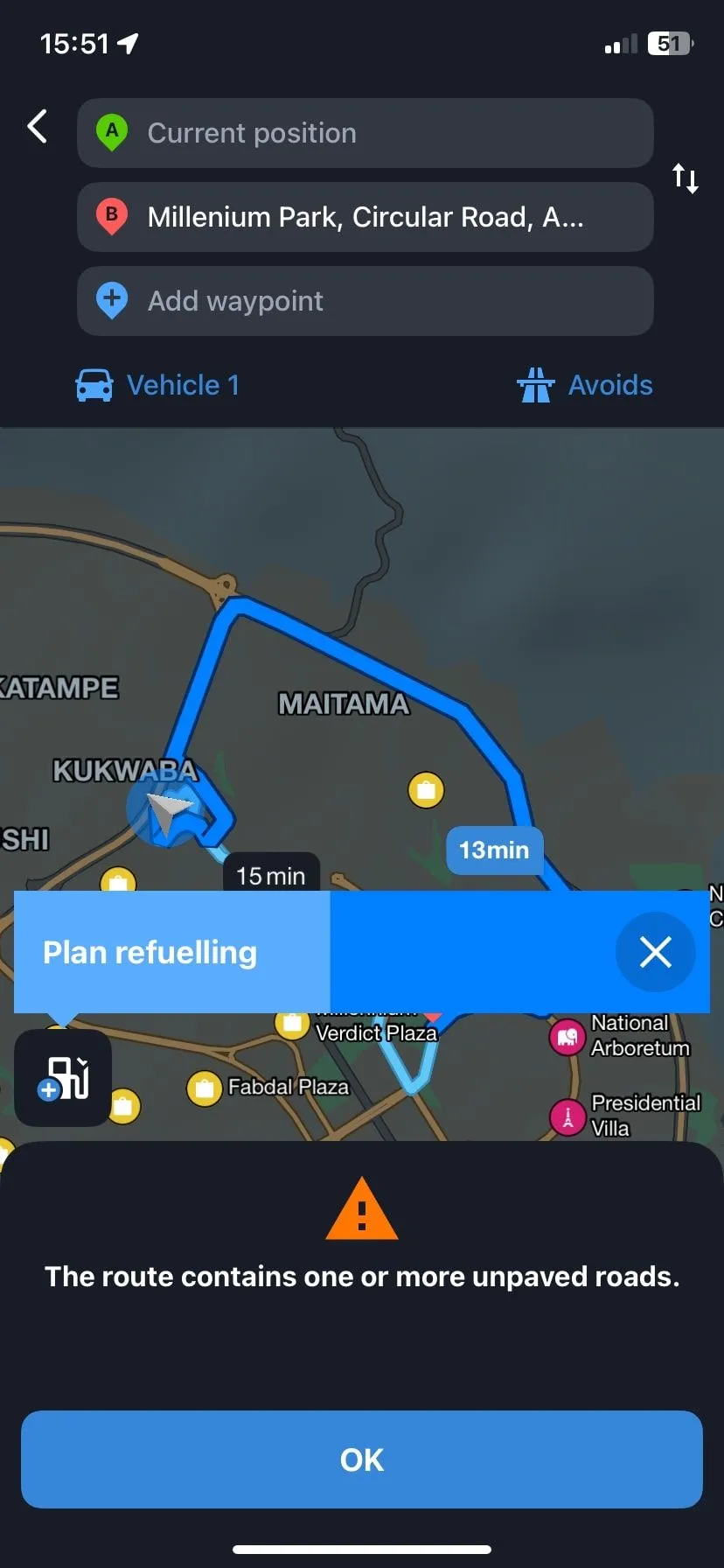 Chỉ đường trên Sygic Maps