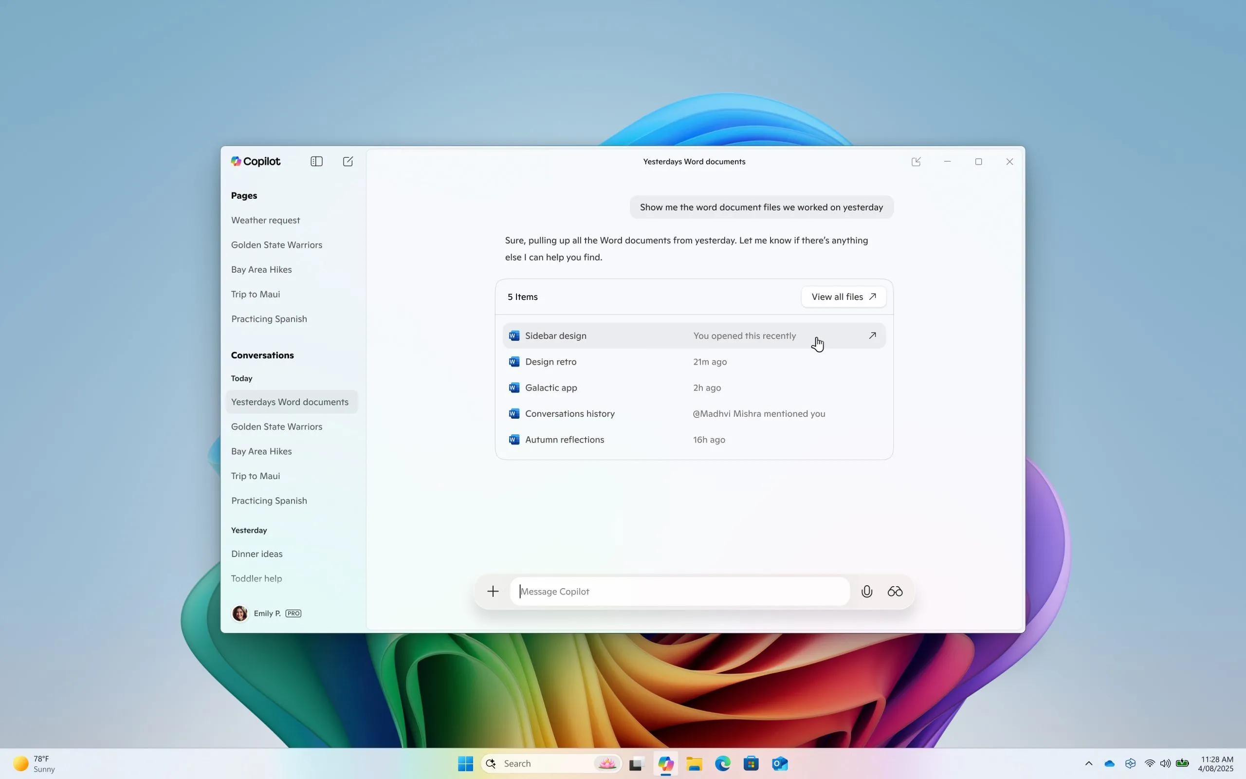 Copilot hiển thị kết quả tìm kiếm file và thư mục trên Windows