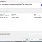 Cửa sổ System Restore trong Windows 11 với các điểm khôi phục khả dụng