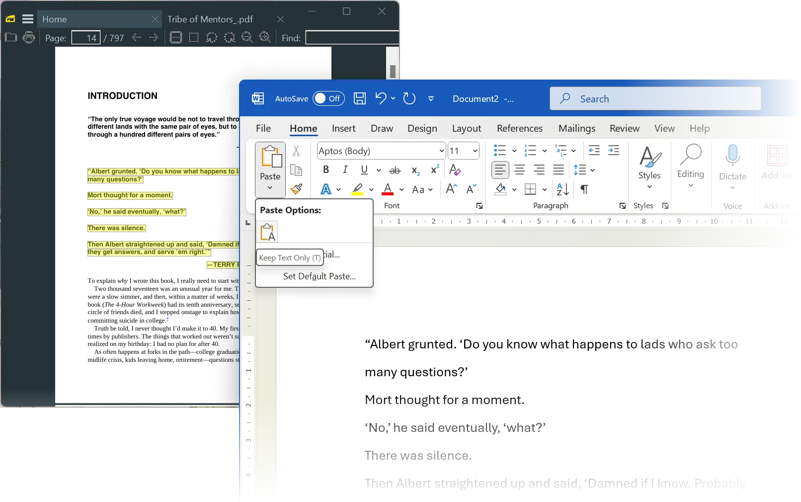 Dán không định dạng trong Microsoft Word