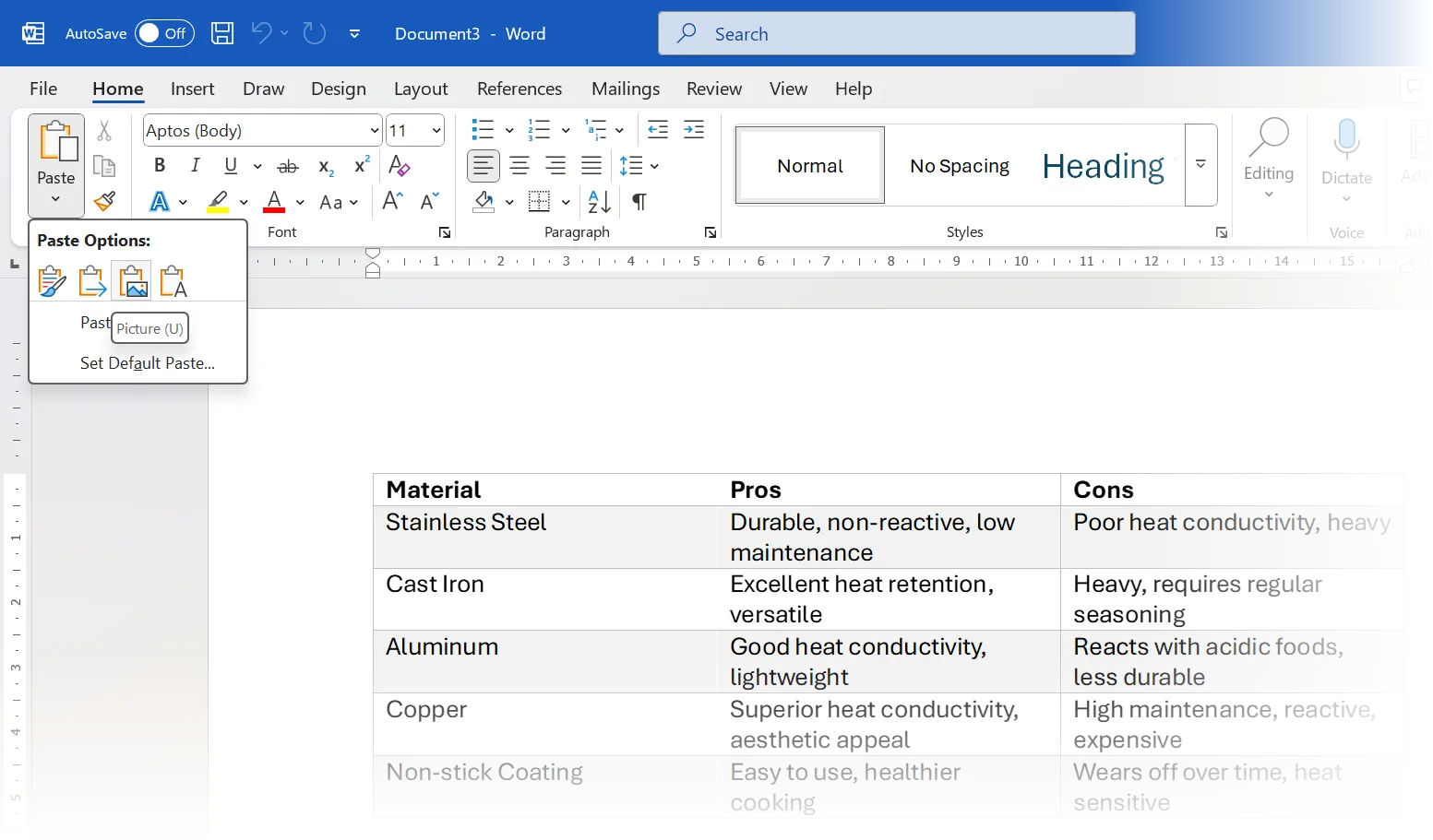 Dán văn bản dưới dạng hình ảnh trong Microsoft Word